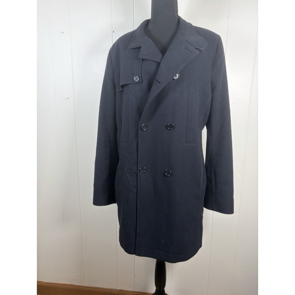 reiss wool blend double breasted coat black womens medium